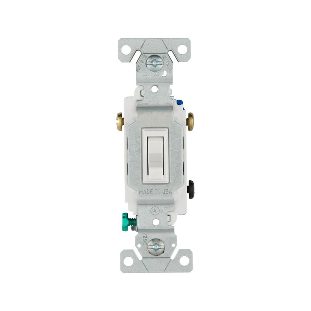 Eaton 1303-7W-BOX Toggle Switch, 14-10 Gauge, 15-A, 120-V