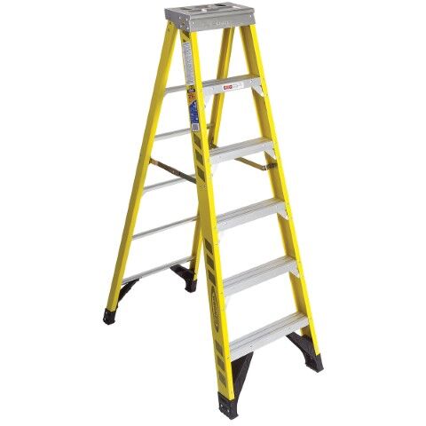 Werner Fiberglass Step Ladder, Type IAA, Load Capacity 375-Lb, 6-Ft