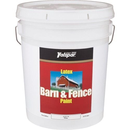 Valspar Barn & Fence Exterior Latex Paint Flat White, 5-Gal