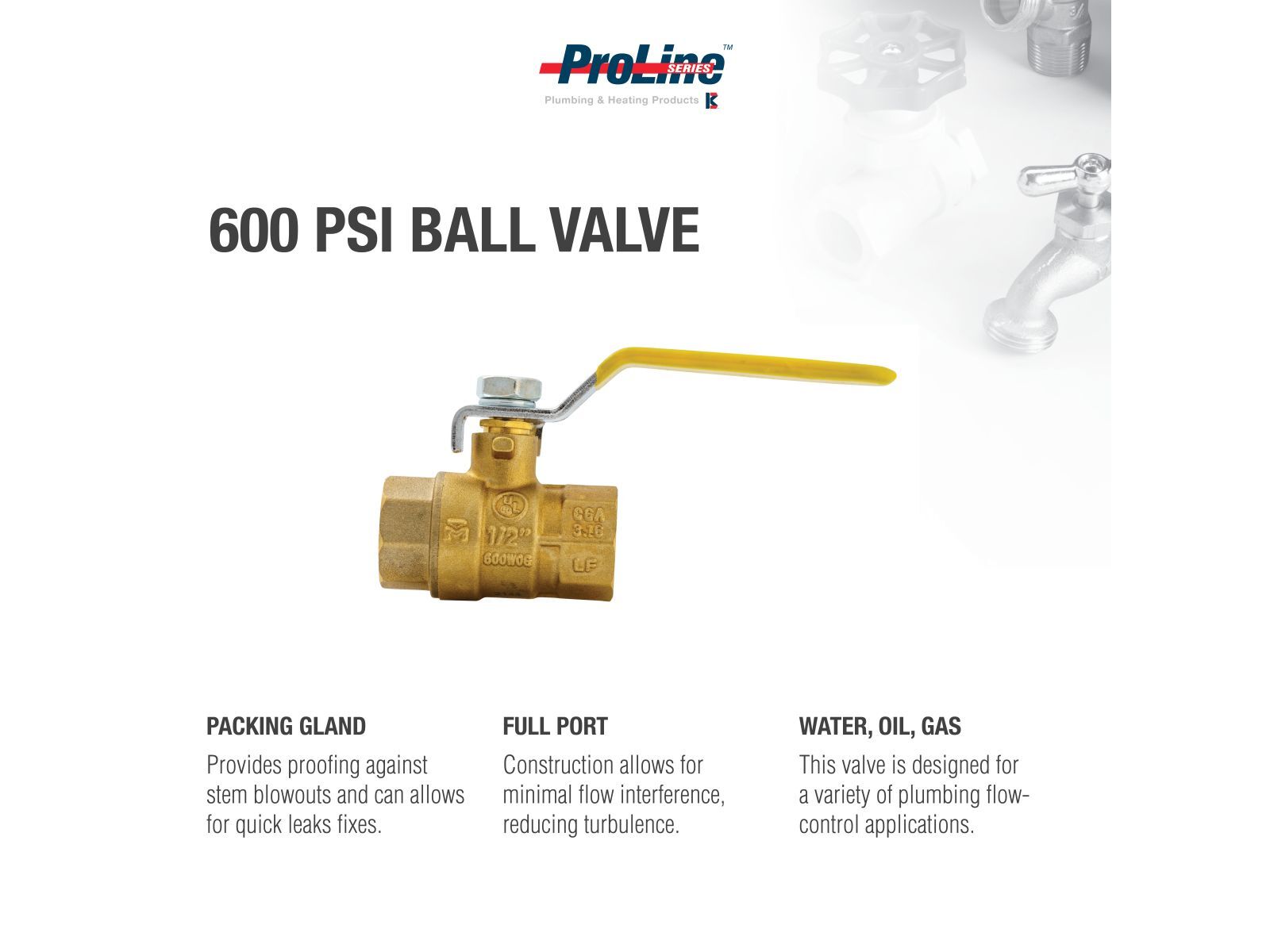 ProLine Series 7700T Brass Ball Valve, 1/2-In FIP x 1/2-In FIP