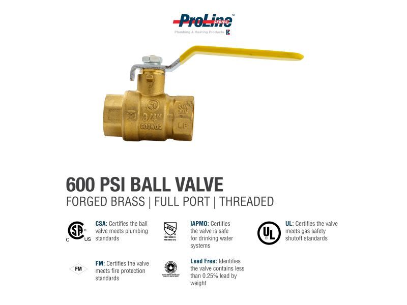 Proline Brass Ball Valve, 3/4-In FIP X 3/4-In FIP