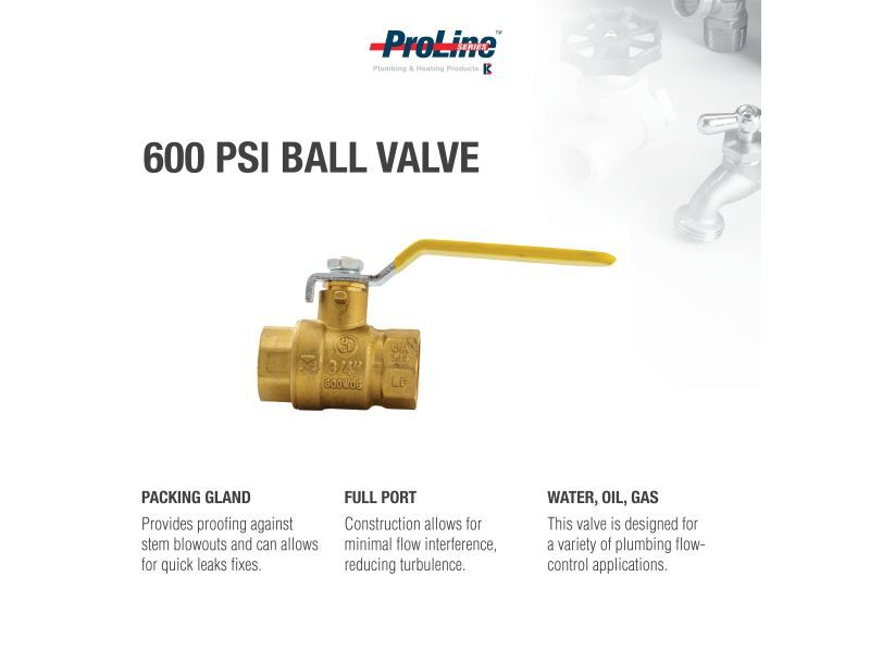 Proline Brass Ball Valve, 3/4-In FIP X 3/4-In FIP