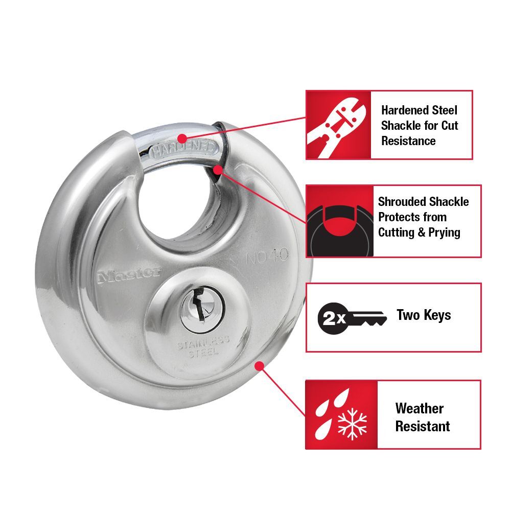 Master Lock Keyed Different Round Padlock, 2-3/4-In