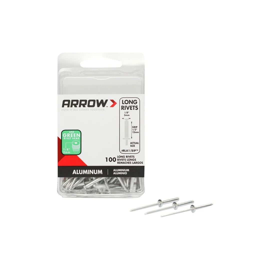 Arrow Fastener Long Aluminum 1/8-In Pop Rivets, 100-Pk