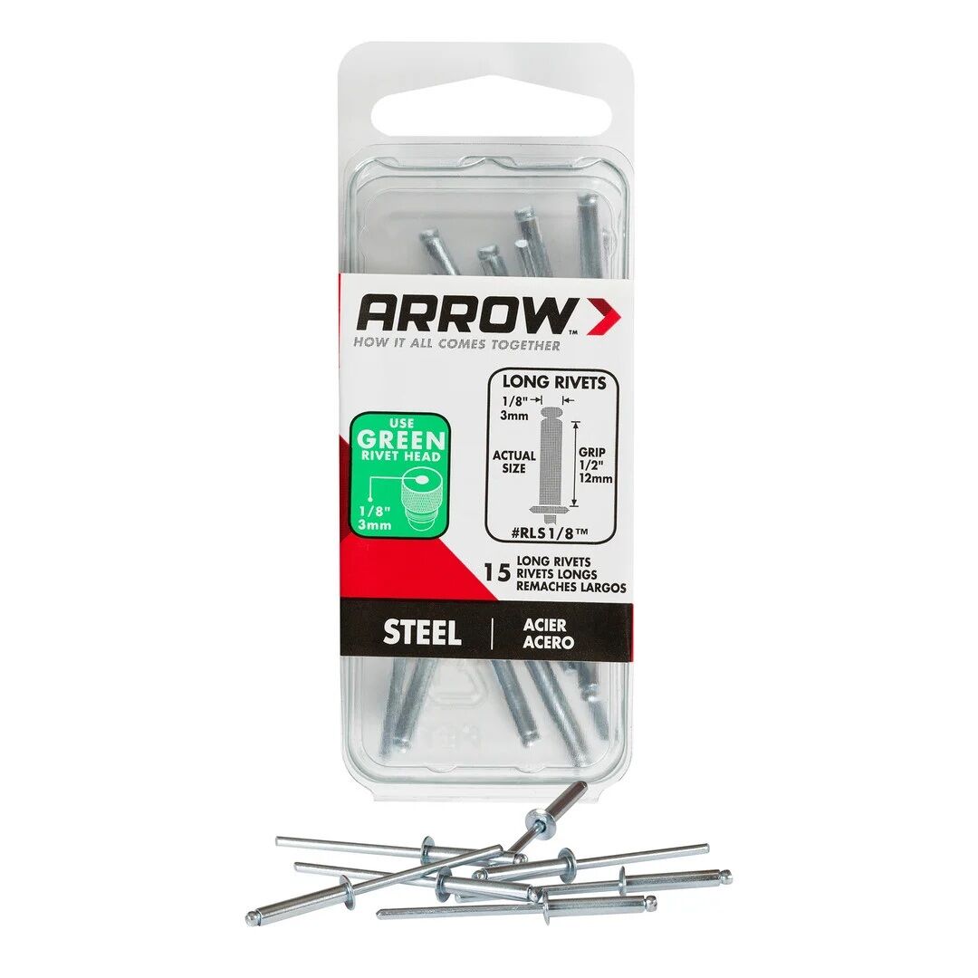 Arrow Fastener RLS1/8 Long Steel Pop Rivets, 1/8-In x 1/2-In, 15-Pk