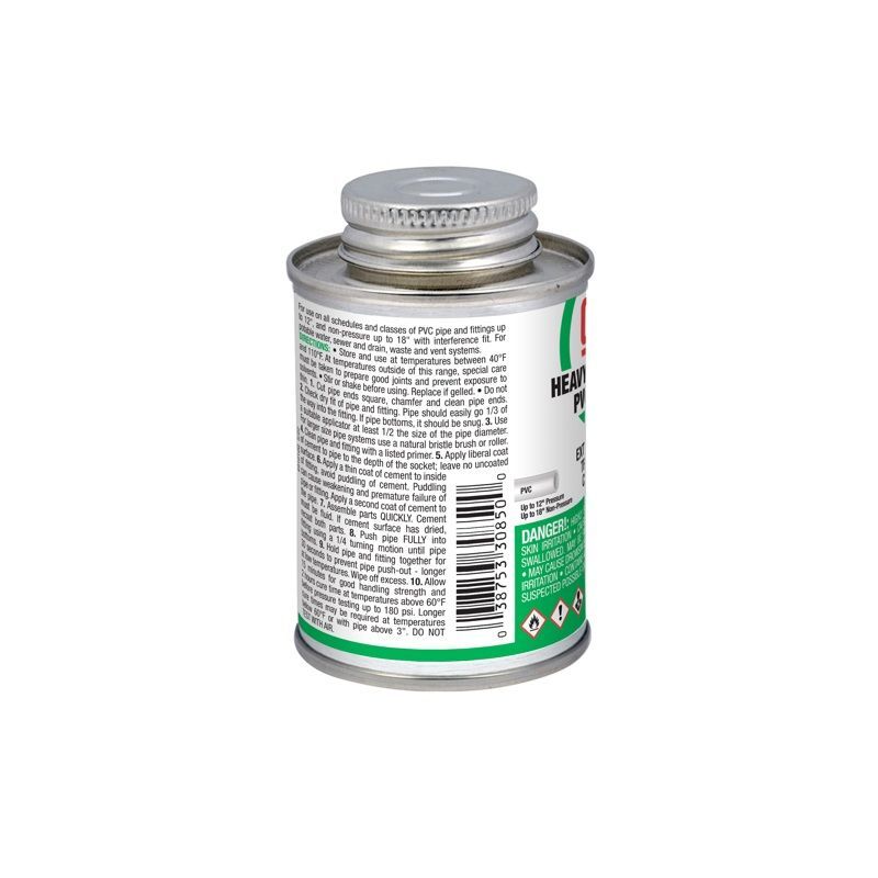 Oatey Heavy Duty Clear PVC Cement, 4-Oz