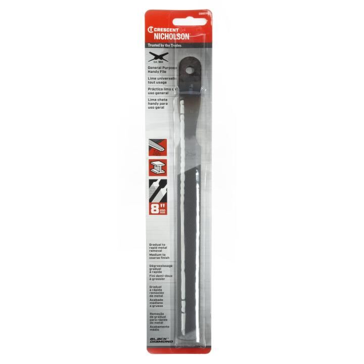Crescent Rectangular Double/Single Cut Handy File, 8-In