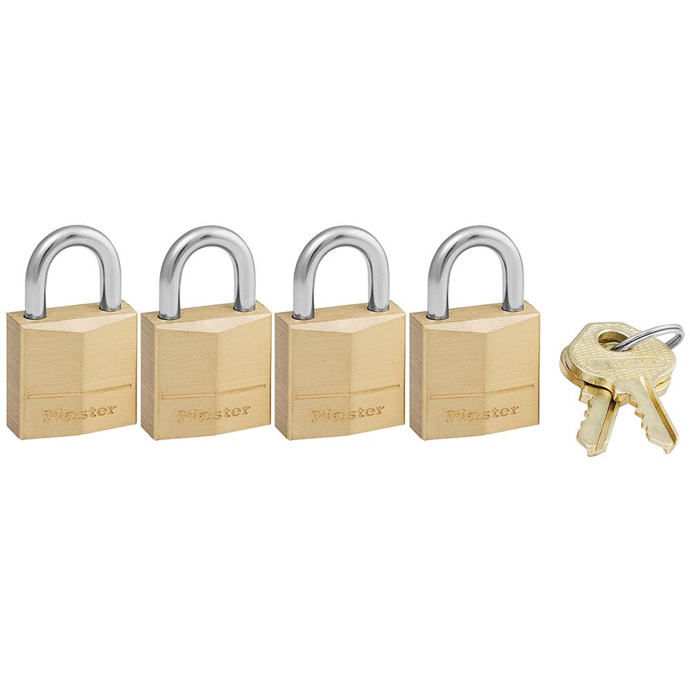 Master Lock Solid Body Padlock, 3/4-In, 4-Pk