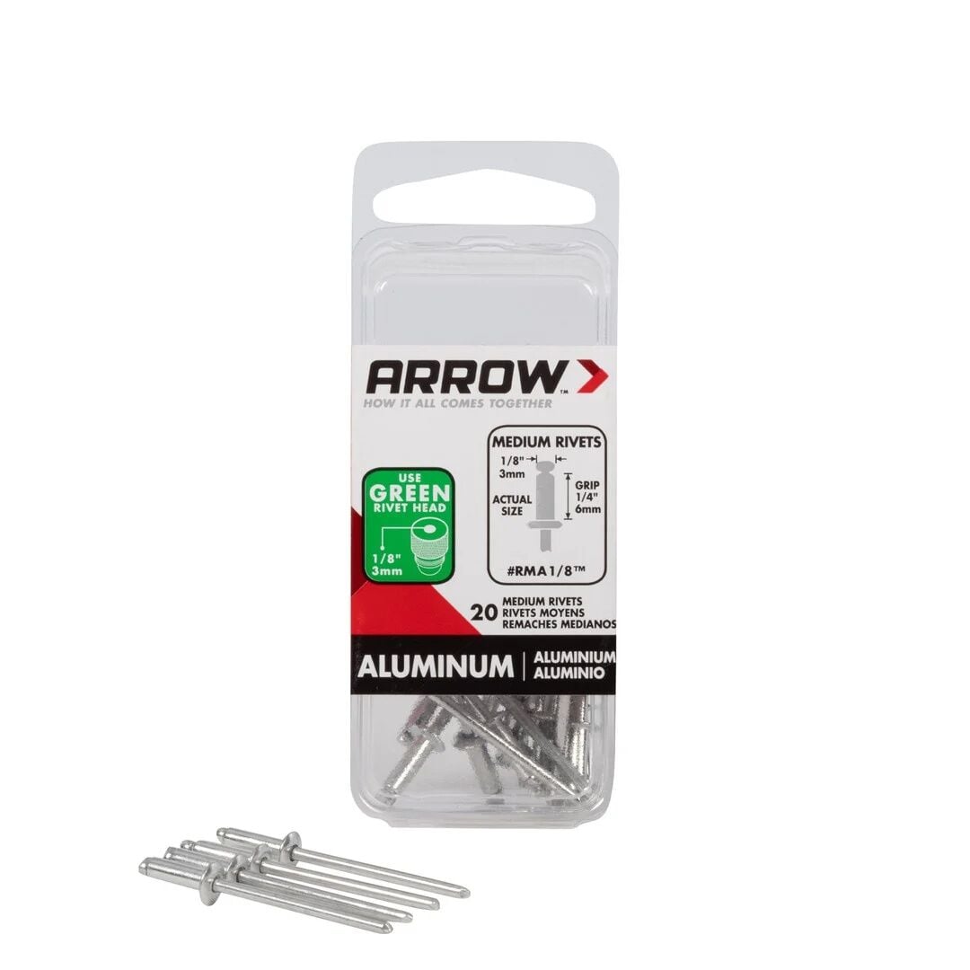 Arrow Fastener RMA1/8 Medium Aluminum Rivets, 1/8-In, 20-Pack