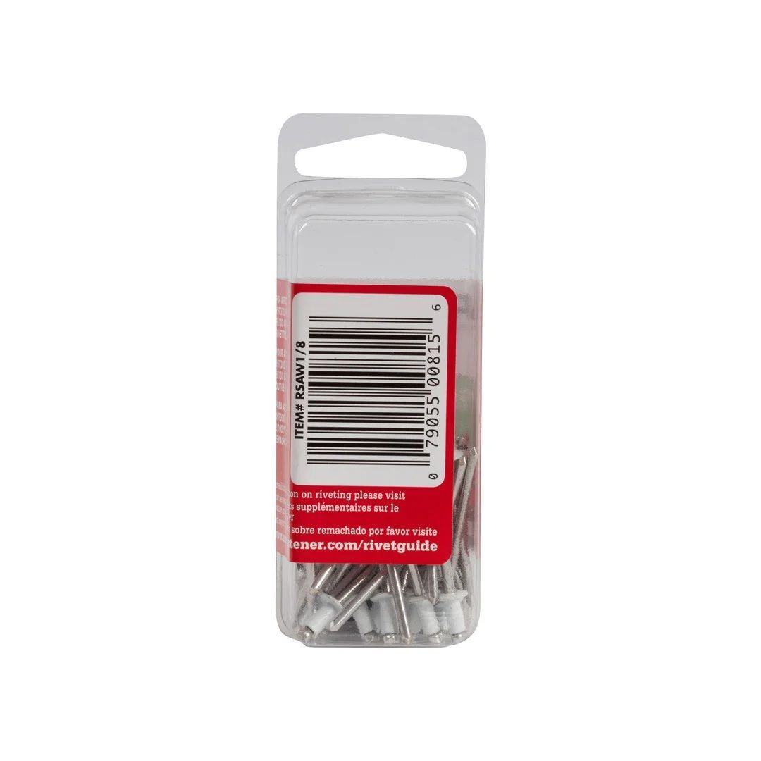 Arrow Fastener RSAW1/8 Short Aluminum White 1/8-In Rivets, 25-Pk