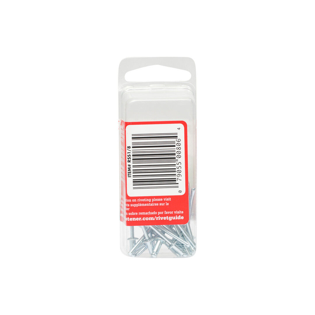 Arrow Fastener RSS1/8 Short Steel Pop Rivets For Metal, 1/8-In, 25-Pk