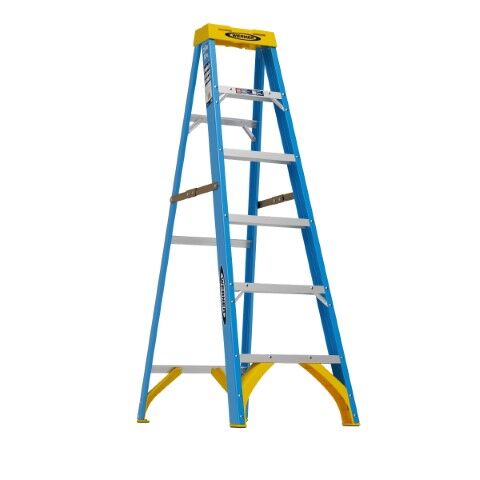 Werner Fiberglass Step Ladder, Type I, Load Capacity 250-Lb, 6-ft