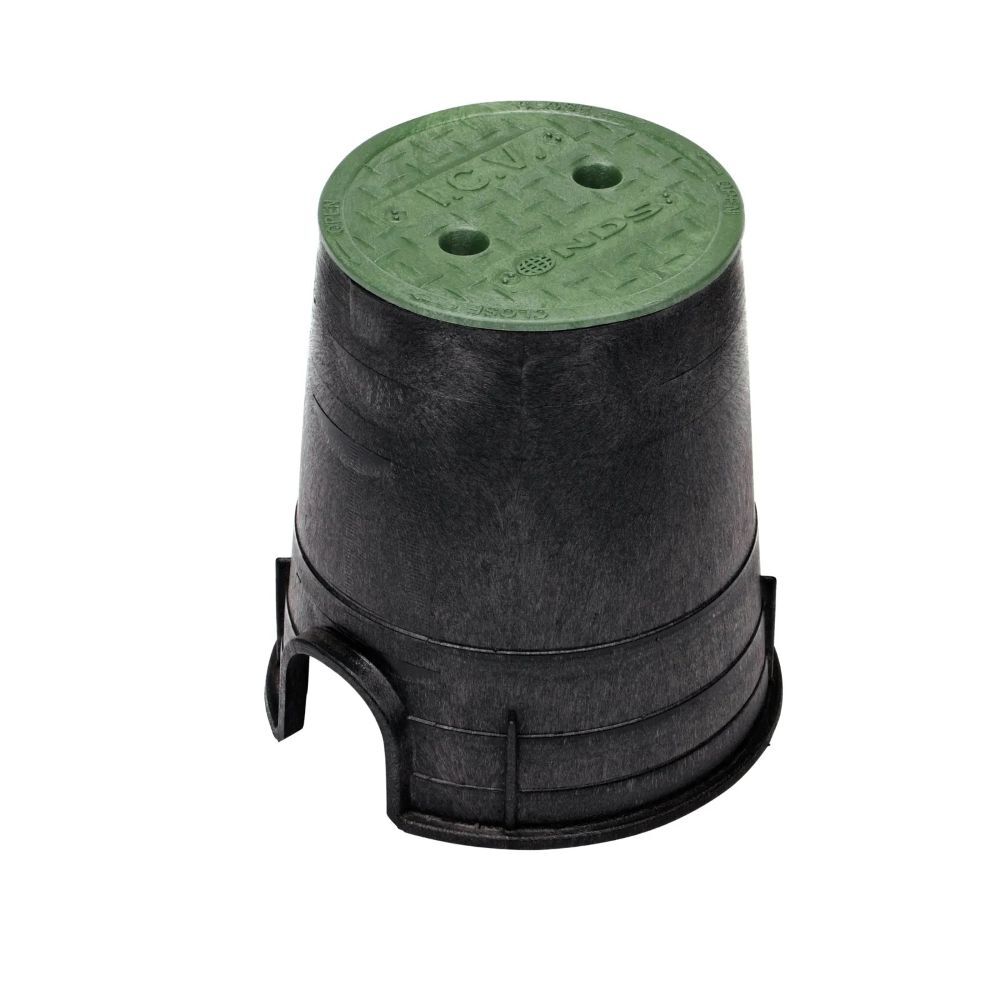 NDS Round Standard Series Valve Box and Cover Black Box Green ICV Cover, 6-In x 9-In