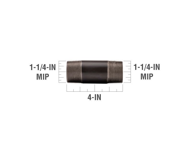 Southland Black Steel Schedule 40 Nipple, 1 1/4-In X 4-In