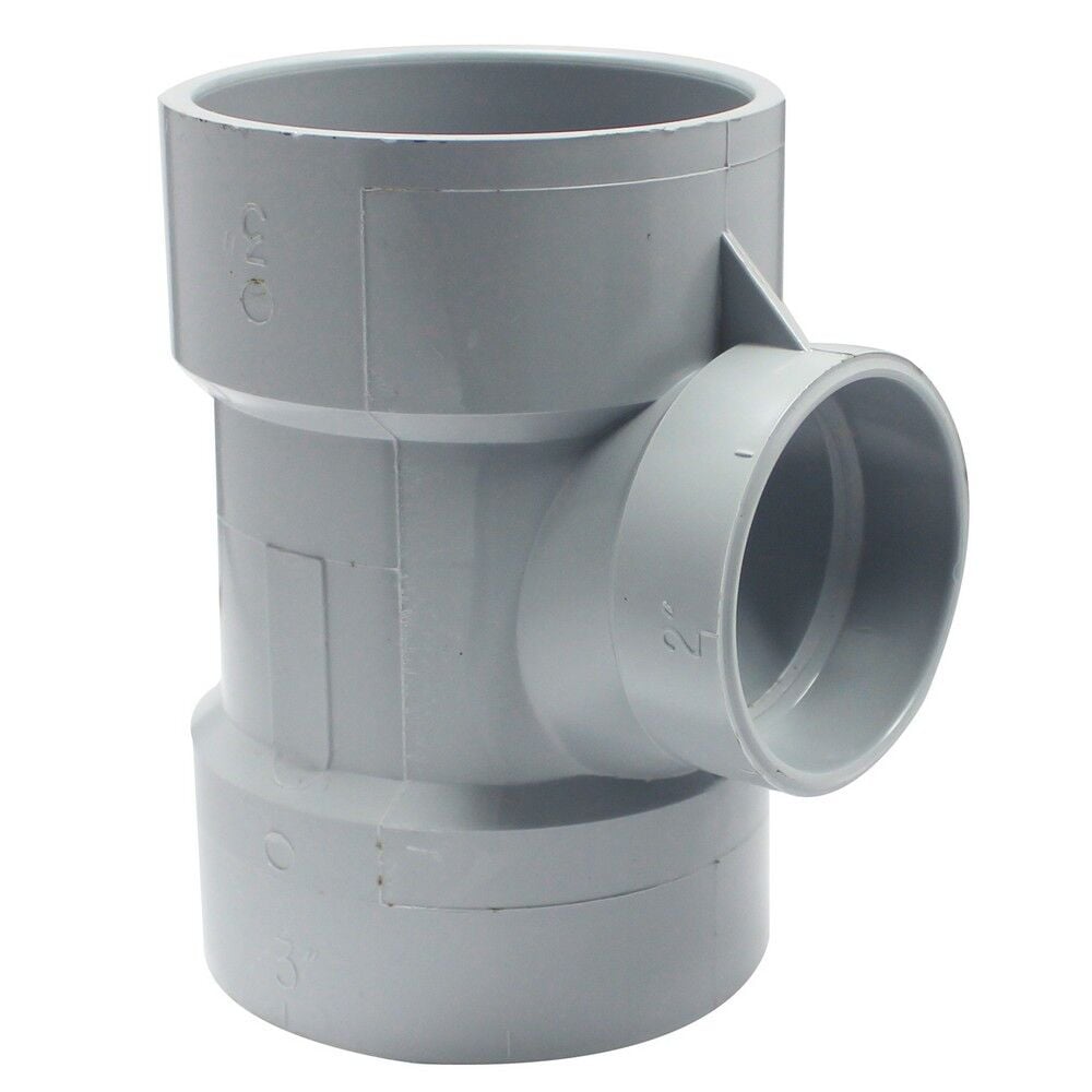 Canplas PVC DWV Sanitary Tee, 3-In Hub x 3-In Hub x 2-In Hub 