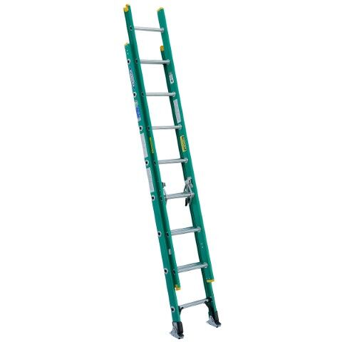 Werner Fiberglass Extension Ladder, Type II, Load Capacity 225-Lb, 16-Ft