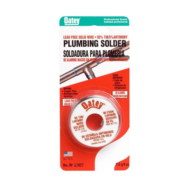 Oatey 95/5 Lead Free Plumbing Wire Solder, 1/4-Lb