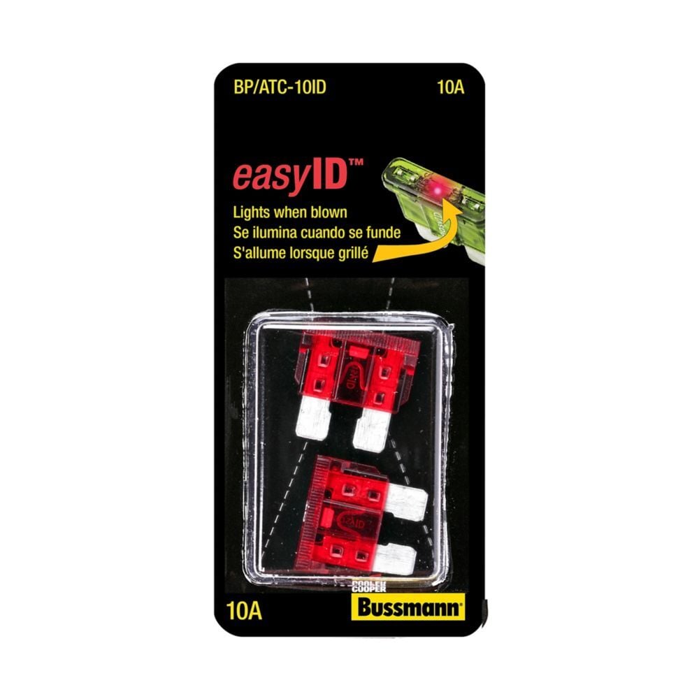 Bussmann BP/ATC-10ID Red ATC EasyID Non-Indicating Blade Fuse, 10-A, 32-V DC, 2-Pk