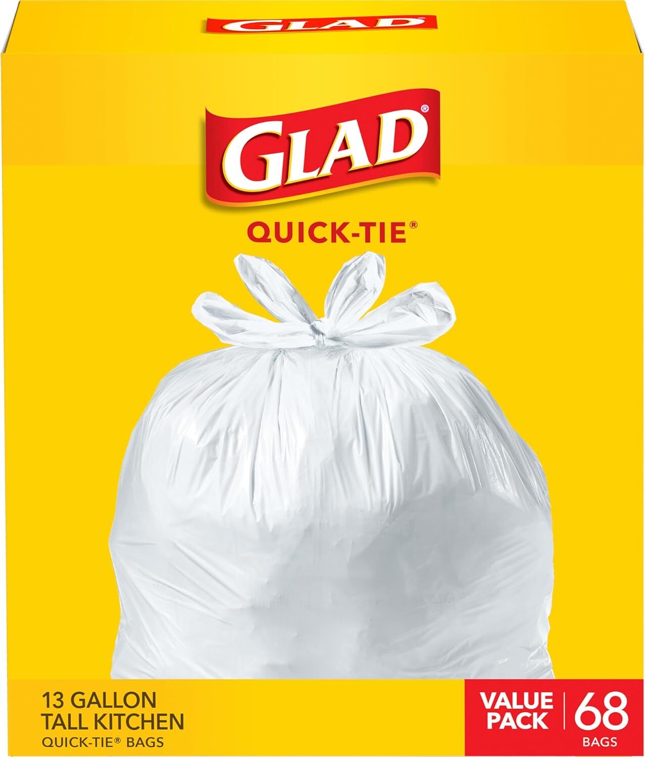 Glad Tall 13-Gal White Kitchen Garbage Bags White 68-Ct