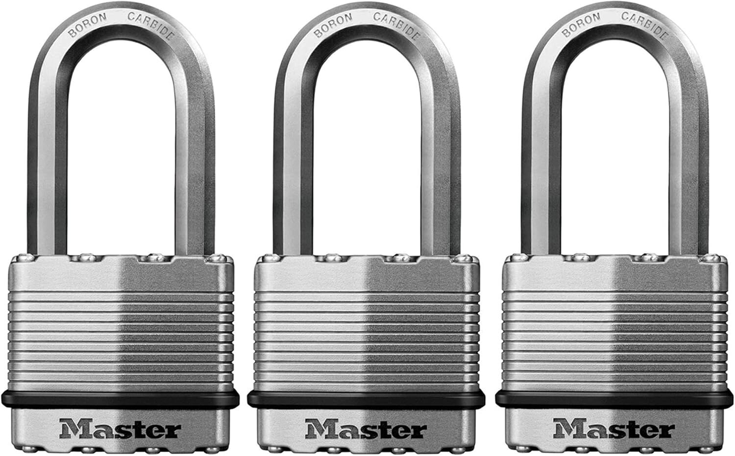 Master Lock Silver Heavy Duty Outdoor 2-In Padlock with Key, 3-Pk