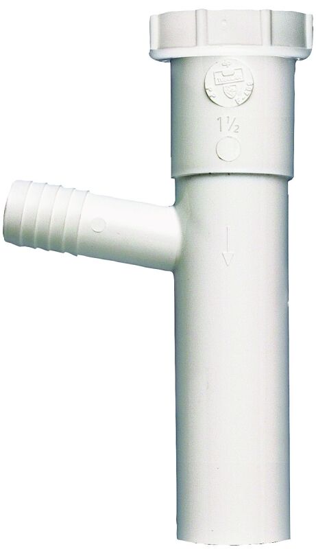Plumb Pak White Plastic Dishwasher Slip-Joint Tailpiece, 1 1/2-In x 3/4-In x 8-In