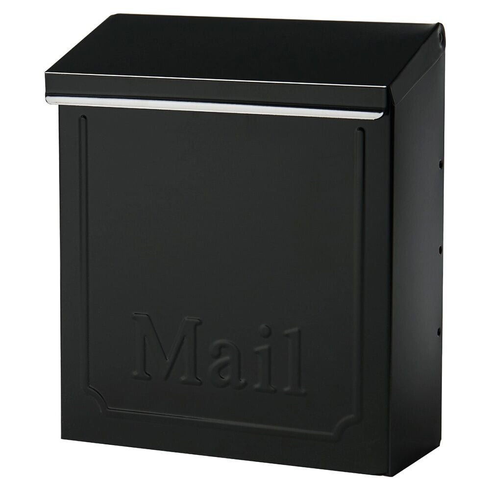 Gibraltar Black Townhouse Locking Wall Mount Mailbox, 10 1/10-In x 8 3/5-In x 4 1/10-In