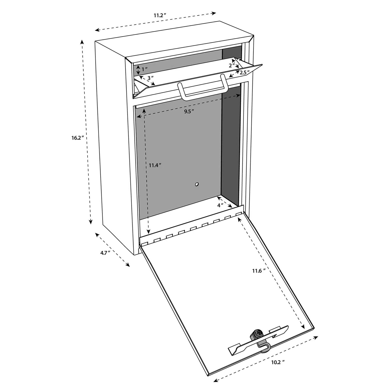 Mail Boss Black Locking Security Drop Box