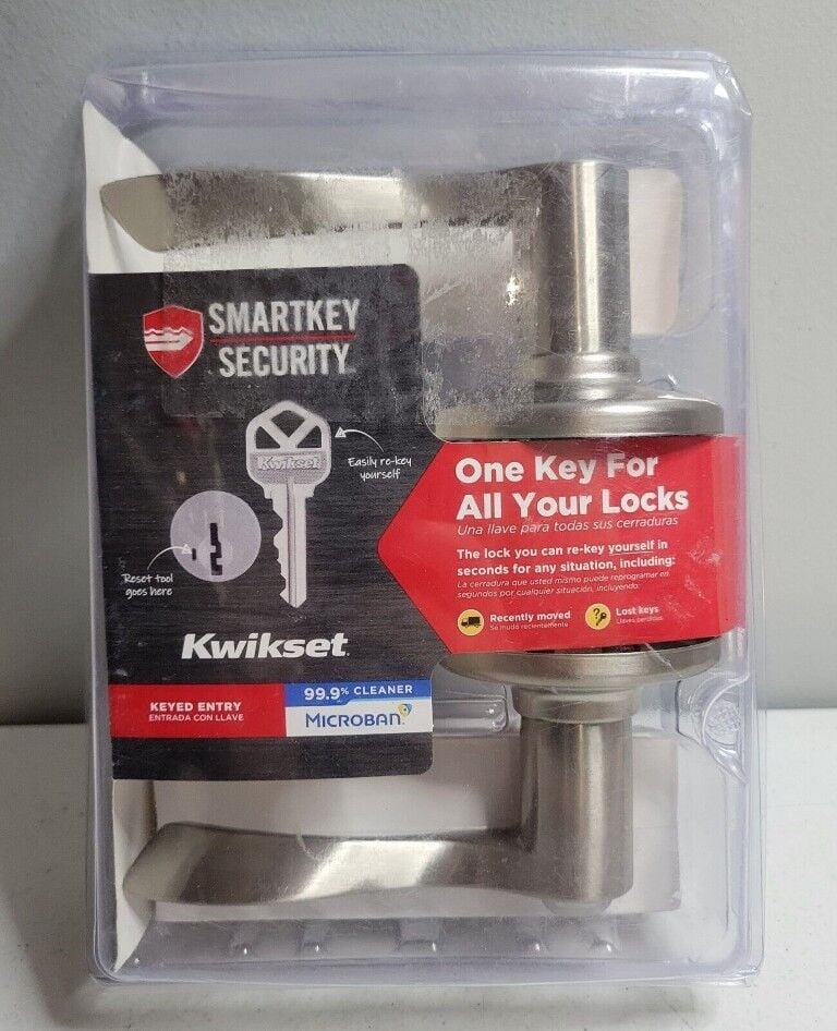 Kwikset Balboa Lever Satin Nickel Keyed Door Handle