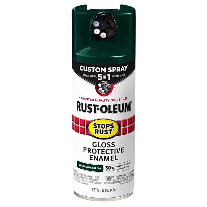 Rust-Oleum Stops Rust Gloss Dark Hunter Green Protective Enamel Custom Spray 5-In-1, 12-Oz