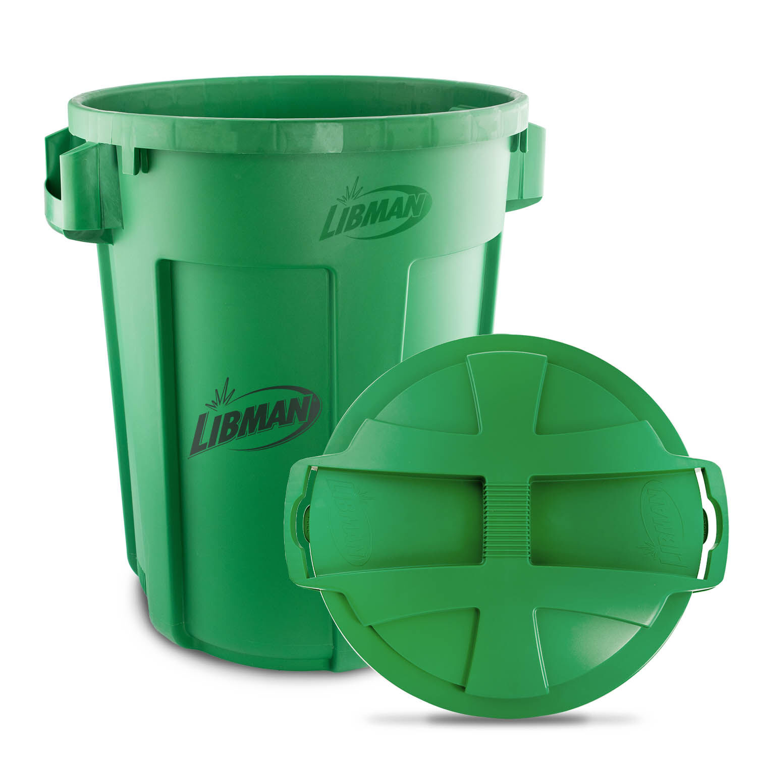 Libman Green Trash Can With Lid , 32-Gal