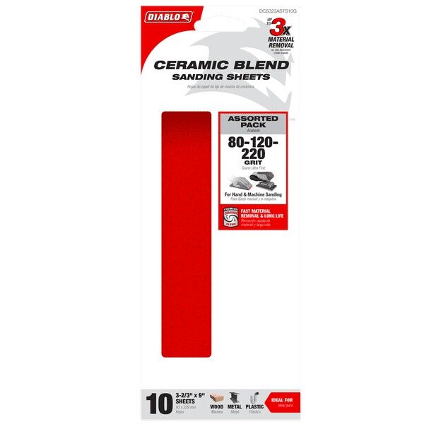 Diablo 1/3 Sheet Assorted Sanding Sheets, 10-Pc