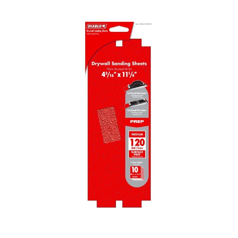 Diablo 120-Grit Sanding Sheets For Drywall, 4 3/16-In x 11 1/4-In, 10-Pc