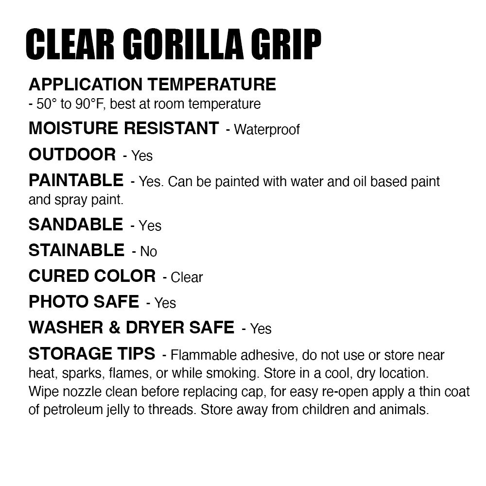 Gorilla Glue Clear Grip Super Contact Adhesive, 3-Oz