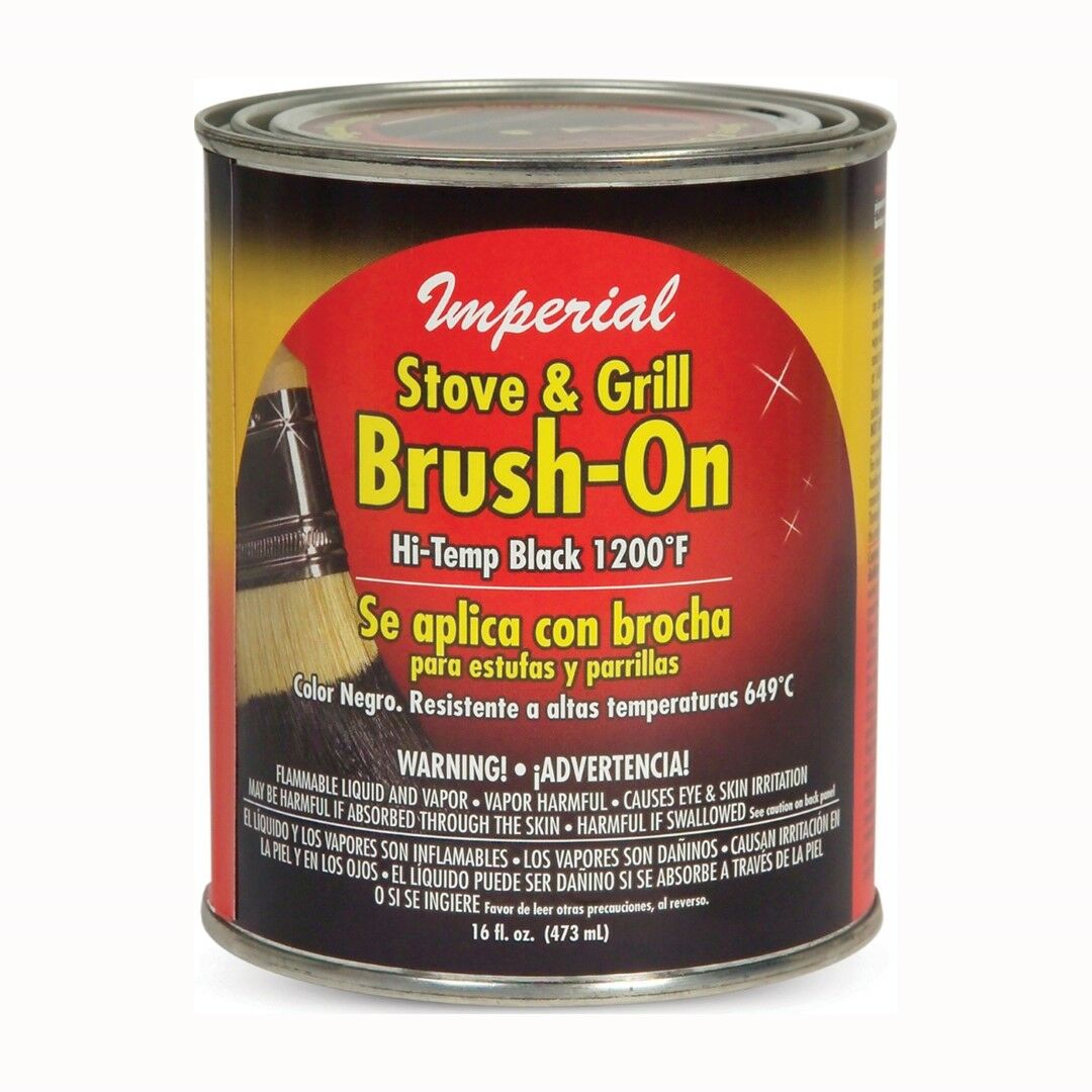 Imperial Stove and Grill Paint, Liquid, Black, Solvent, 16 fl-oz Can