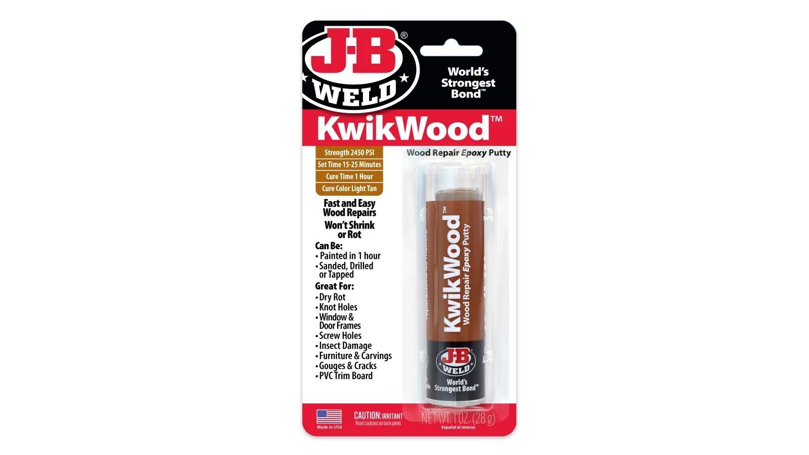 J-B Weld KwikWood Epoxy Putty, 1-Oz