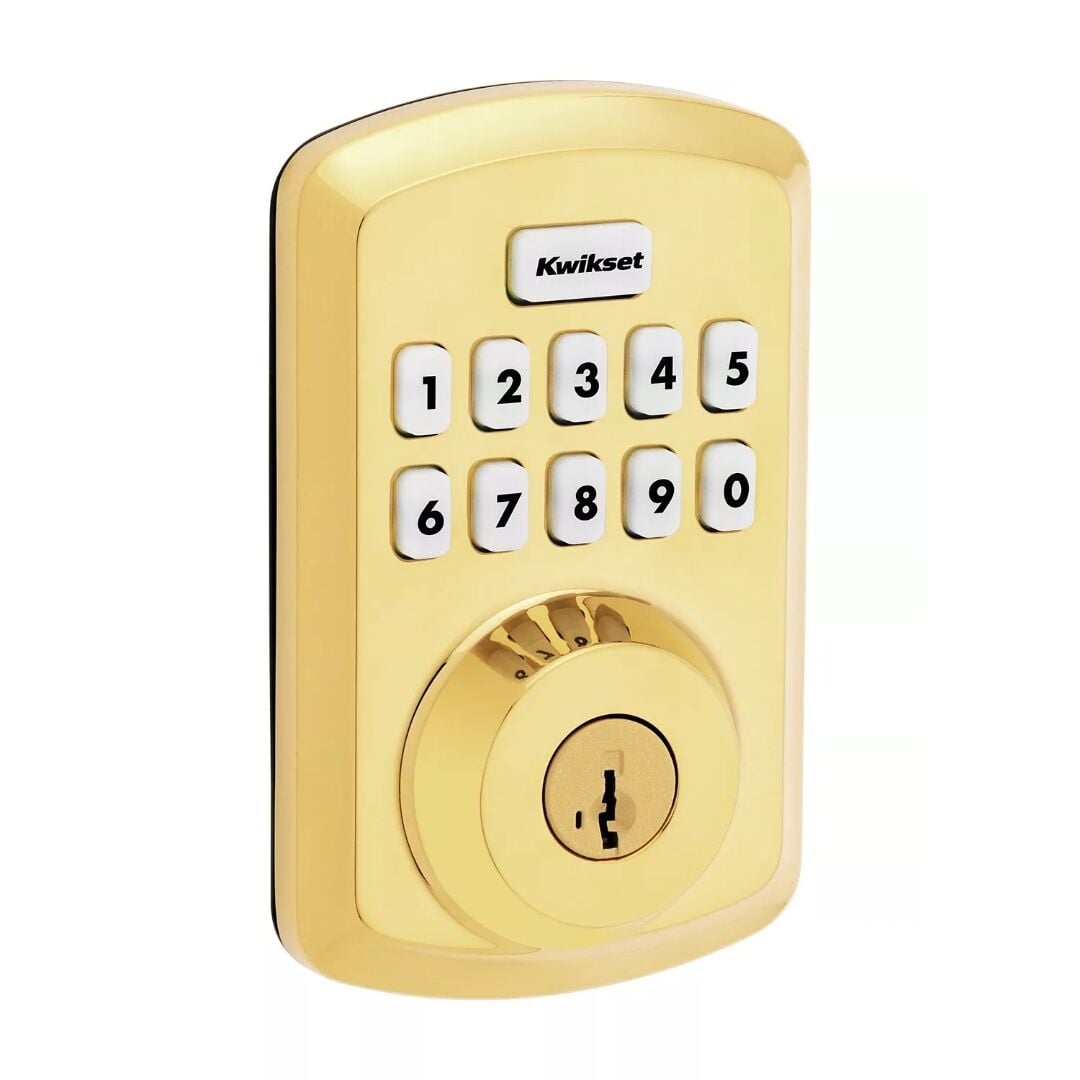 Kwikset Lifetime Polished Brass Powerbolt 250 Transitional Keypad Electronic Lock