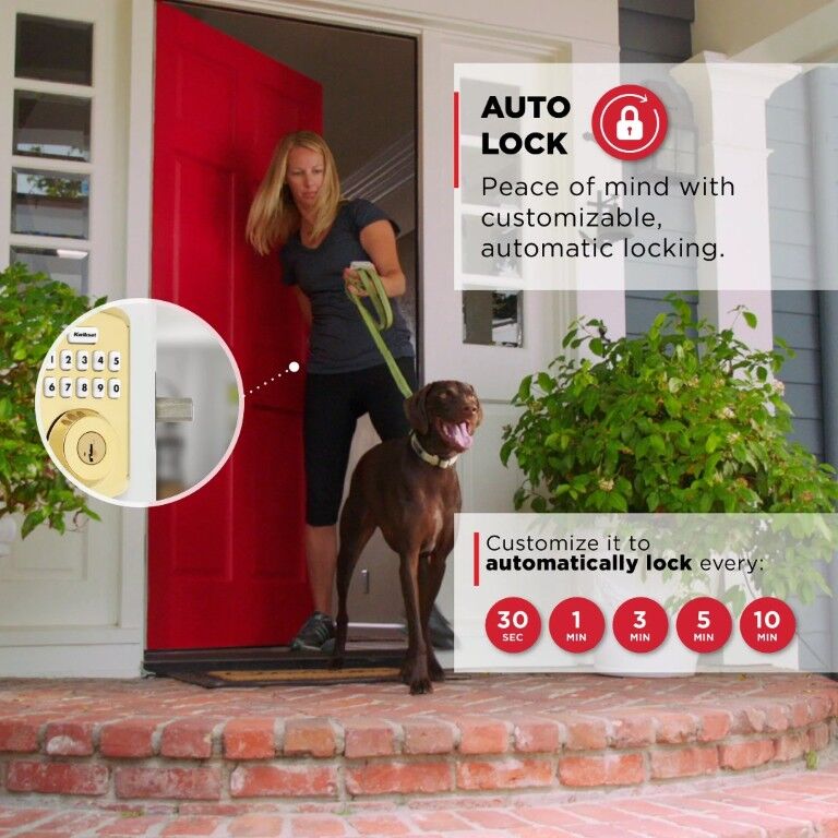 Kwikset Lifetime Polished Brass Powerbolt 250 Transitional Keypad Electronic Lock