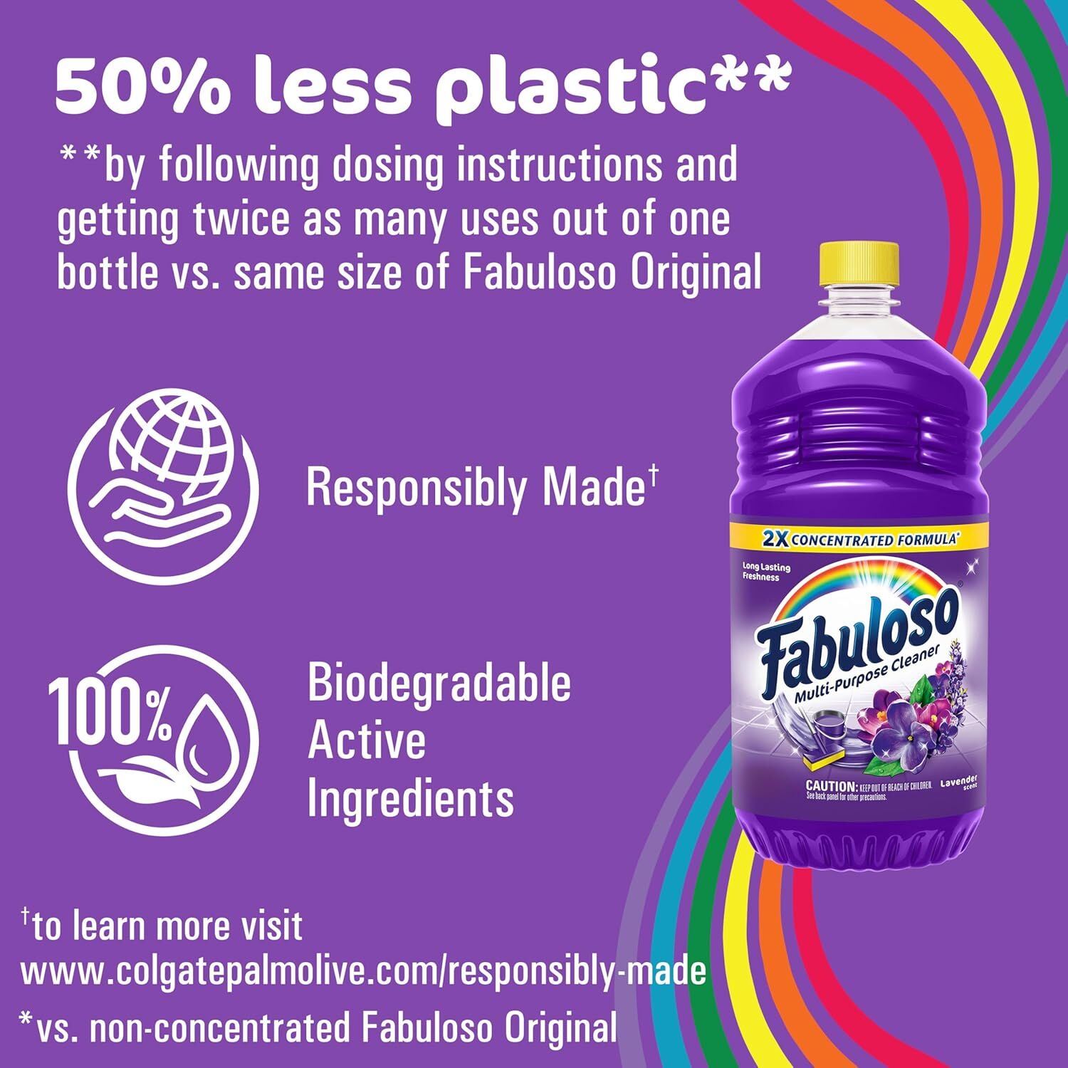 Fabuloso Multi-Purpose Cleaner Lavender Scent 2X Concentrated Formula, 33.8-Oz