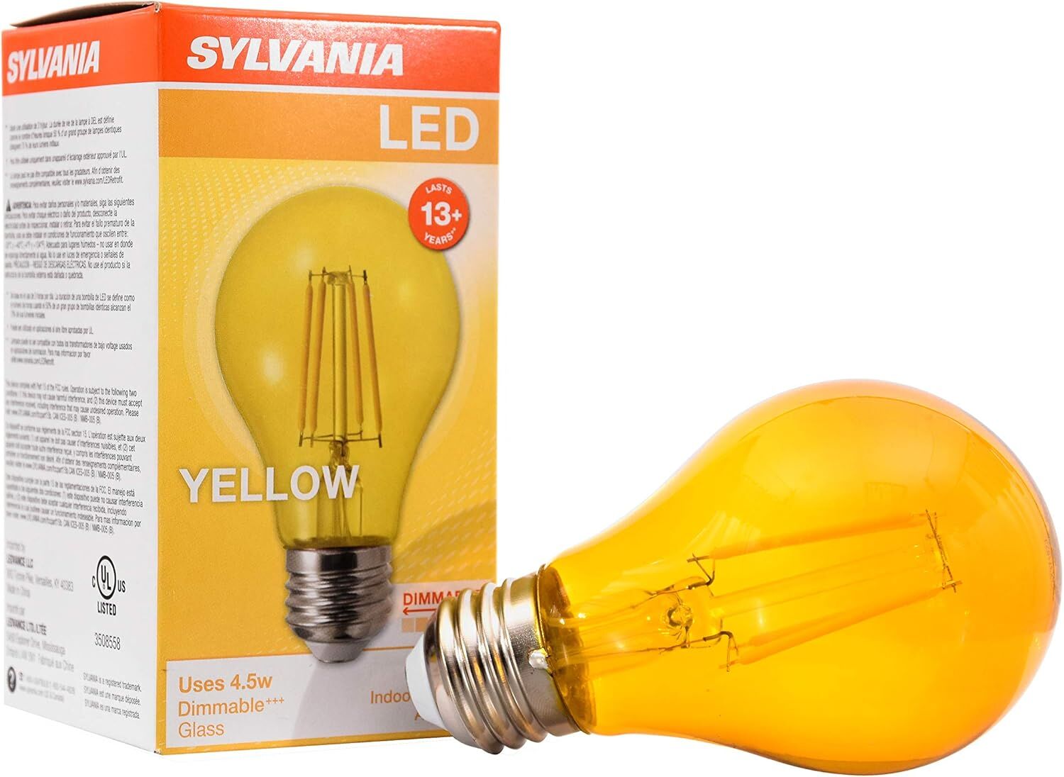 Sylvania A19 4.5 Watt Yellow Dimmable LED Light Bulb