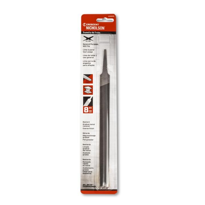 Crescent Mill Single Cut Carded Bastard File, 8-In