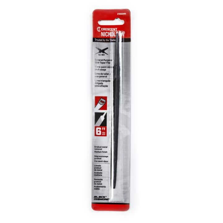 Crescent Nicholson Triangle Single Cut Slim Taper File, 6-In