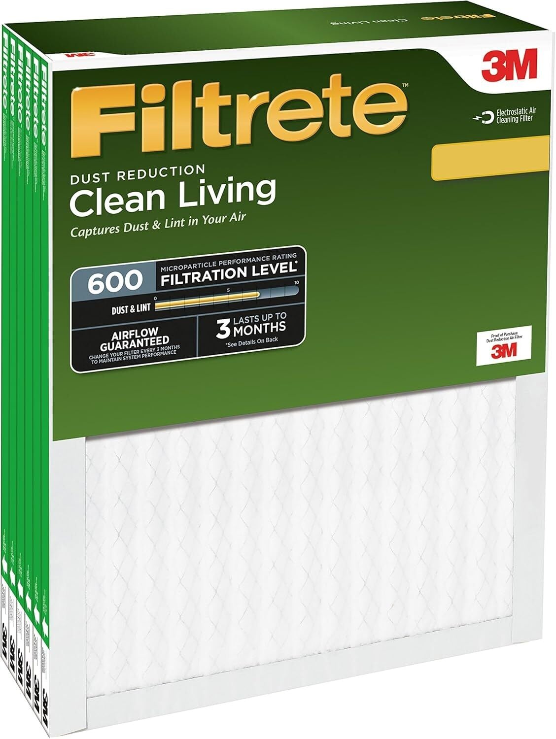 Filtrete MPR 600 MERV 6 Clean Living Dust Reduction AC/Furnace Filter, 1-In x 14-In x 20-In