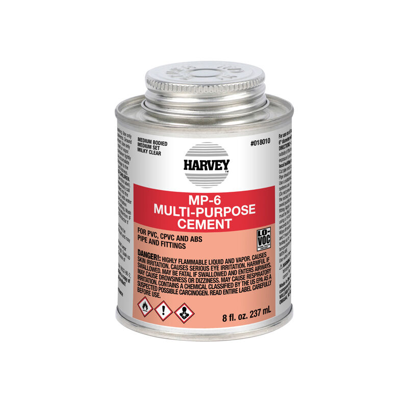 Harvey MP-6 Multi-Purpose Milky Clear PVC Cement, 8-Oz