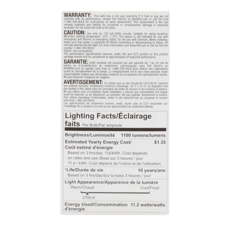 Feit Electric A19 11.2 Watt Frosted Soft White LED Light Bulb