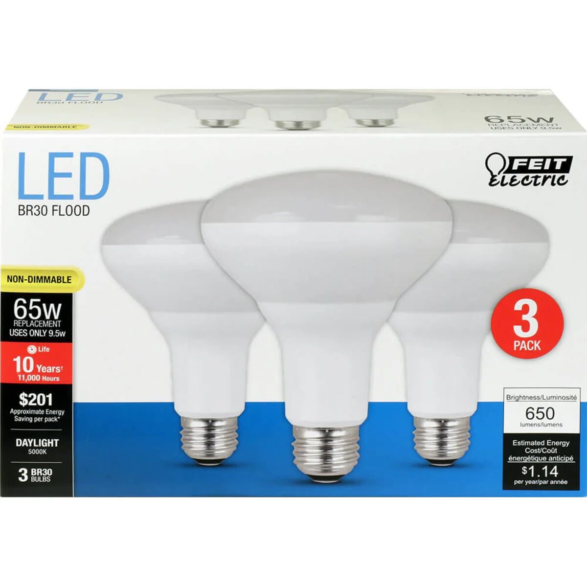 Feit Electric BR30 9.5 Watt Daylight Reflector LED Light Bulb