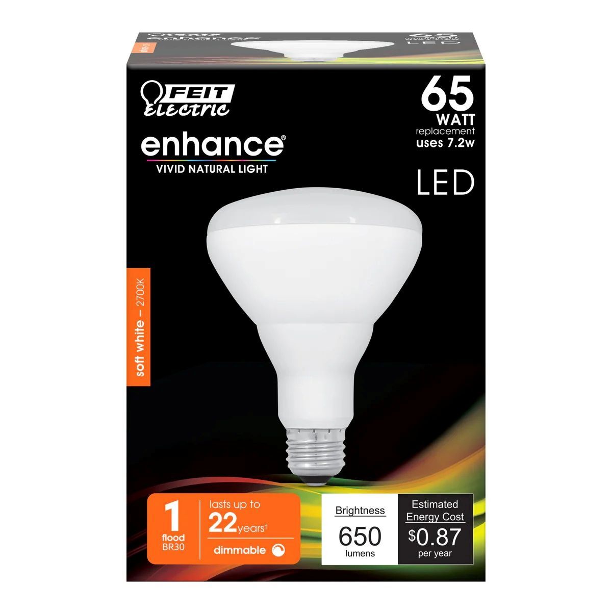 Feit Electric 7.2-W Soft White E26 Base BR30 Dimmable Enhance Reflector LED Light Bulb