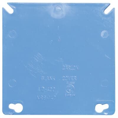 Carlon 2-Gang Blue Non-Metallic Blank Electrical Box Cover, 4-In x 4-In