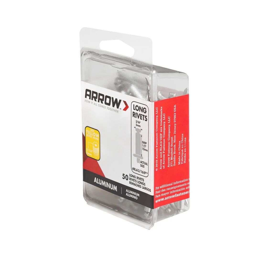 Arrow Fastener RLA3/16IP Long Aluminum Pop Rivets, 3/16-In, 50-Pk