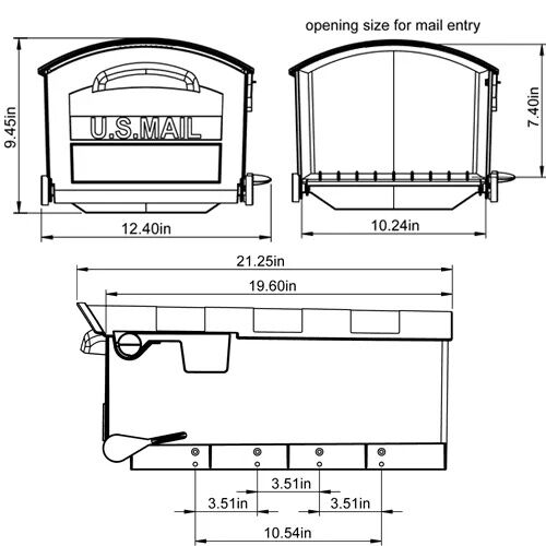 Architectural Mailboxes Patriot Large Post Mount Black Mailbox, 9.5-In x 12 2/5-In x 21 3/10-In