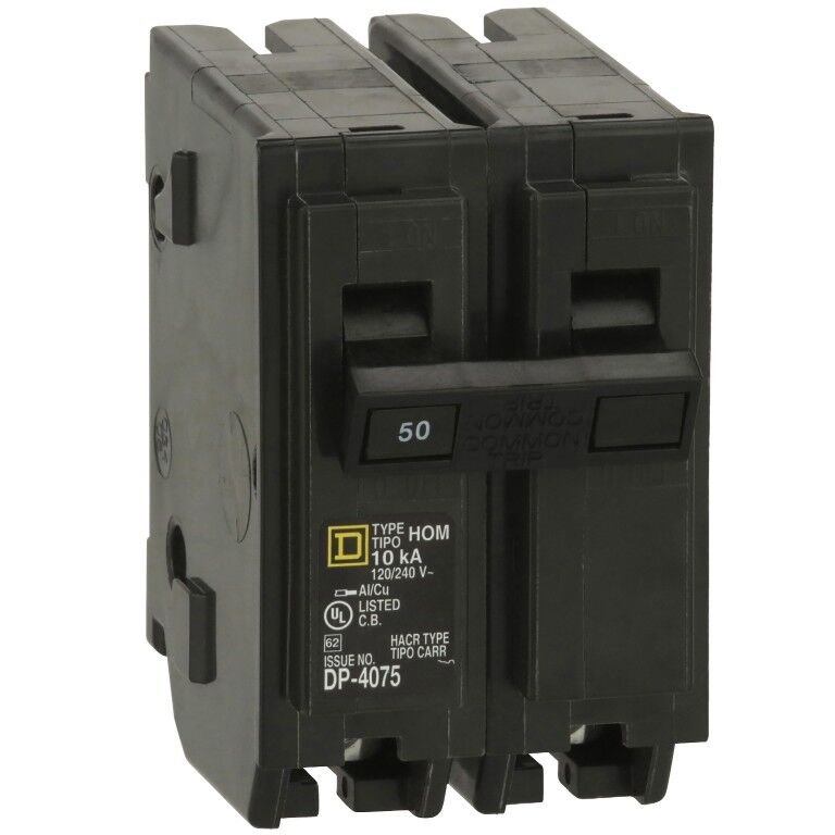Square D Homeline Plug-In 2 Pole Mini Circuit Breaker, 50-A, 20/240-V AC